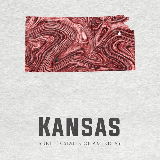 Kansas state map abstract brown by StudioGrafiikka